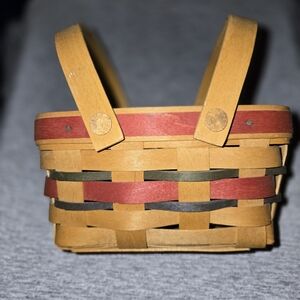 Longaberger 1999 Woven Tradions Swing Handle Basket With Red,Green & Blue